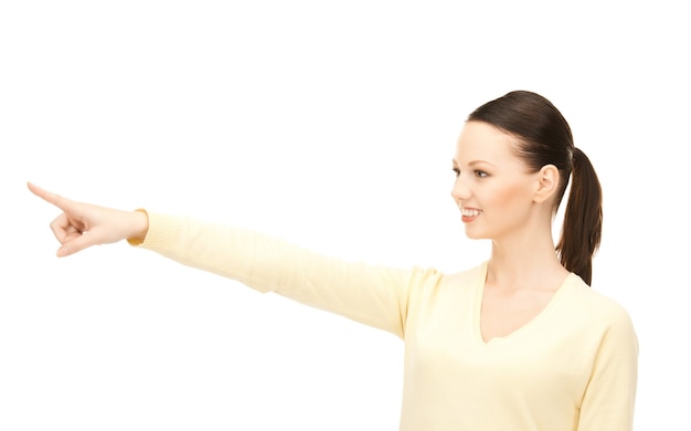 picture of attractive businesswoman pointing her finger