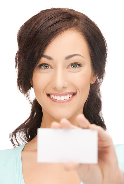 picture of attractive businesswoman with business card