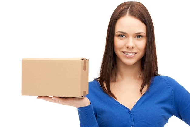 picture of attractive businesswoman with cardboard box