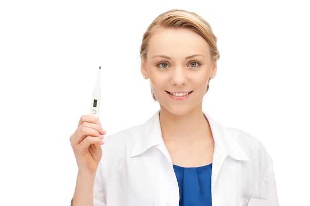 picture of attractive female doctor with thermometer