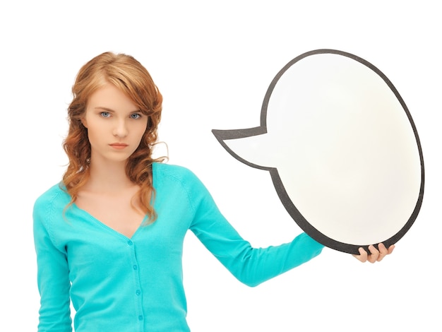 picture of attractive teenage girl with blank text bubble