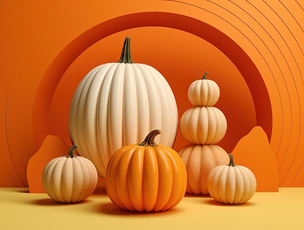 a picture a of autumn pumpkins in the style of minimalist stage designs