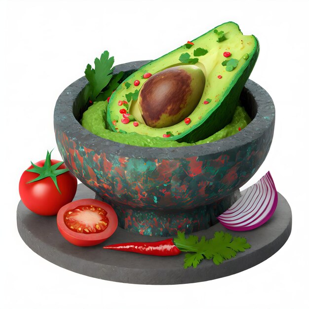 a picture of an avocado and some vegetables