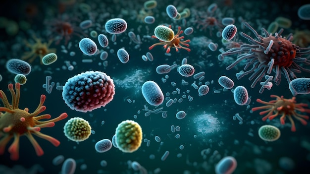 박테리아로 표시된 박테리아와 박테리아의 사진.