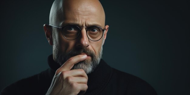 Photo a picture of a bald man with glasses and a beard suitable for various professional or casual contexts