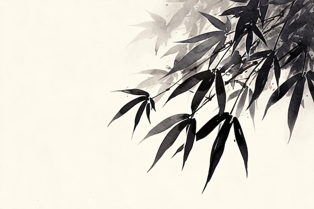 Photo a picture of a bamboo with leaves that say bamboochinese style ink bamboo background decorative pai