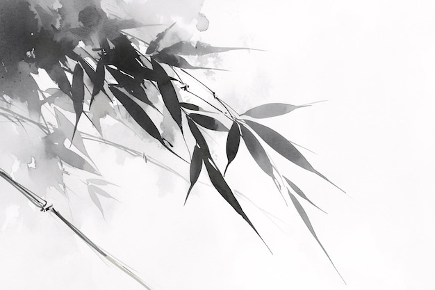 Photo a picture of a bamboo with leaves that say bamboochinese style ink bamboo background decorative pai