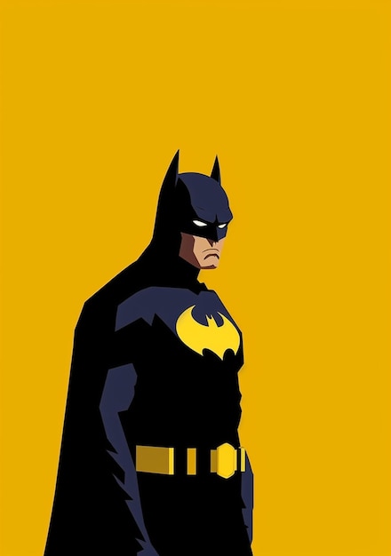 A picture of a batman on a yellow background