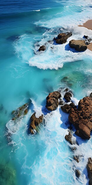 a picture of a beach with the ocean in the background