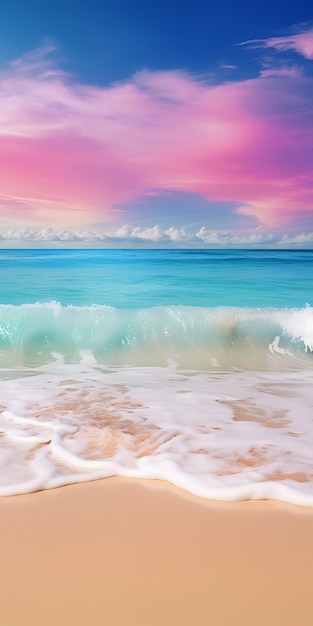 Foto un'immagine di una spiaggia con l'oceano sullo sfondo