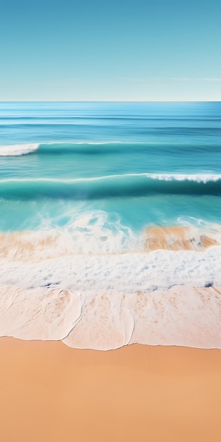 Foto un'immagine di una spiaggia con l'oceano sullo sfondo