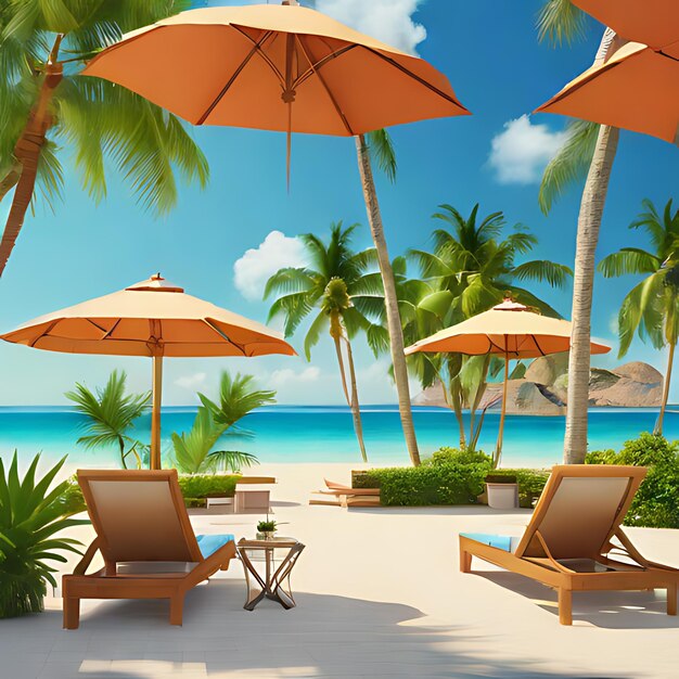 фотография пляжа с пальмами и пляжной сценой