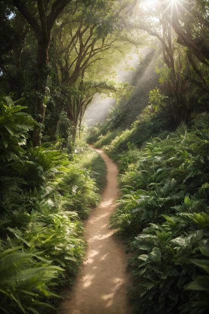 Photo picture of beautiful forest path