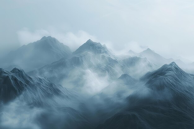 picture of beautiful mountains in a fog