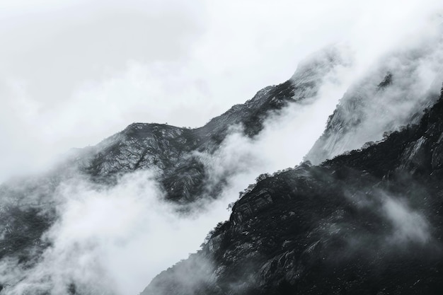 picture of beautiful mountains in a fog