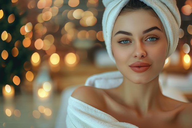 Photo picture of beautiful woman beautiful woman in spa salon