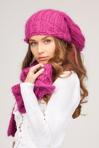 picture of beautiful woman in winter hat