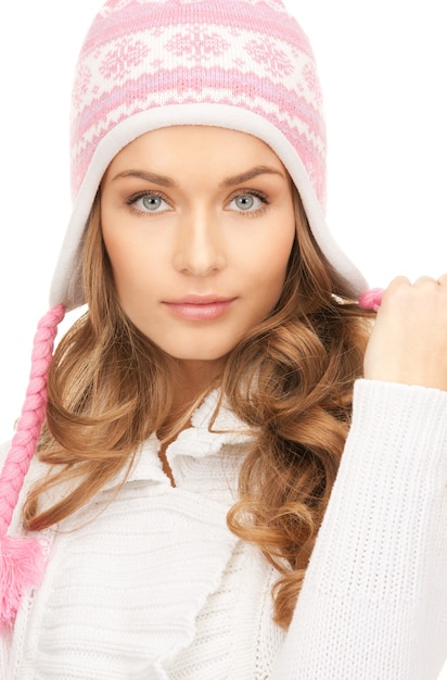 picture of beautiful woman in winter hat