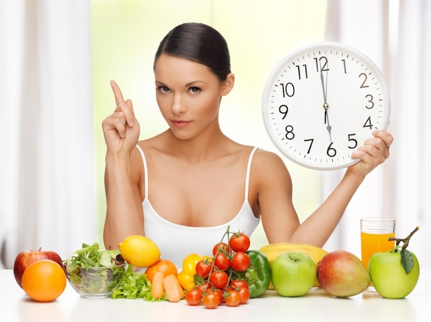 picture of beautiful woman with big clock