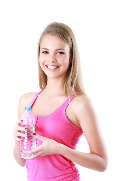 Picture of beautiful woman with bottle of water