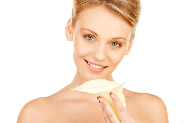 picture of beautiful woman with calla flower