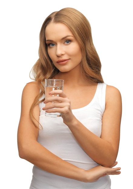 picture of beautiful woman with glass of water .