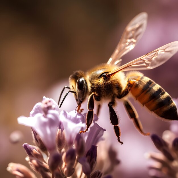 Picture of a bee pollinating a flower