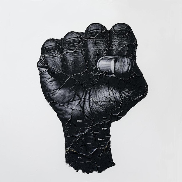 Photo a picture of a black fist on a white background
