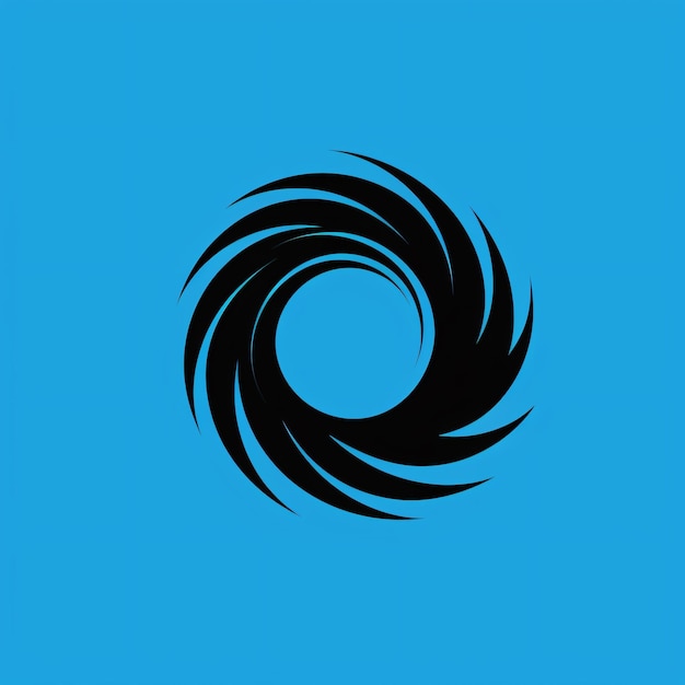 Photo a picture of a black swirl in the middle of a blue background