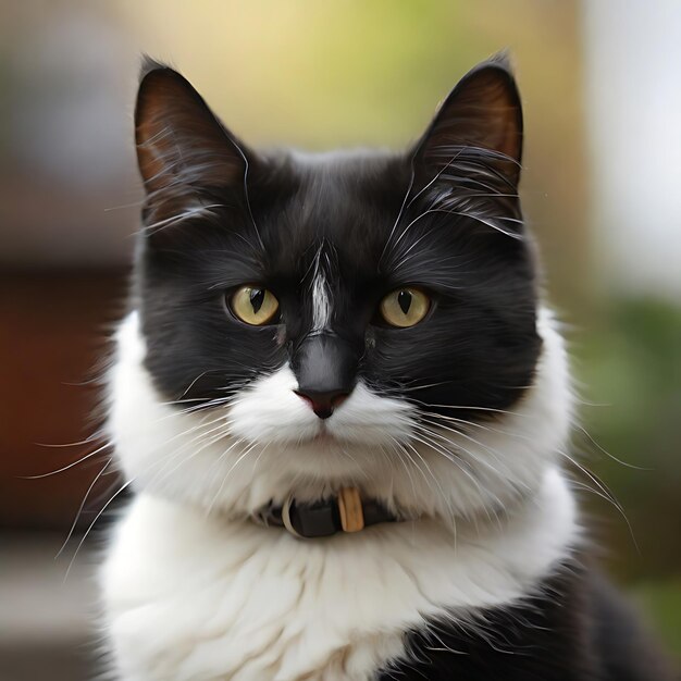 a picture of a black and white cat AI