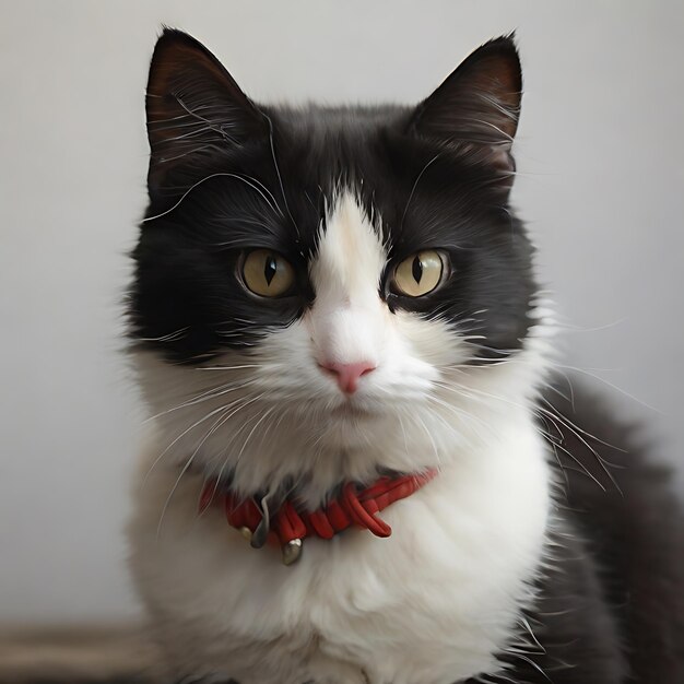 a picture of a black and white cat AI