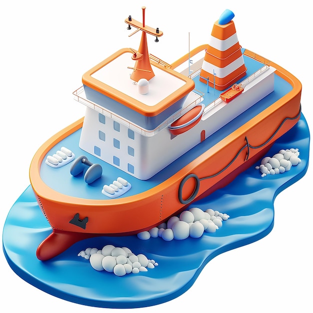 a picture of a boat with a orange top and a blue and orange boat in the middle