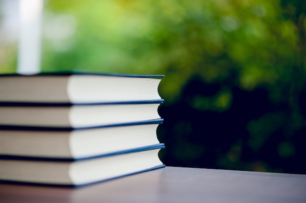 Picture of books and educational equipment placed on the table Educational concept with copy space