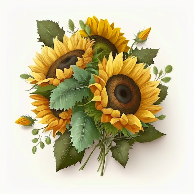 A picture of a bouquet of sunflowers with the word sunflower on it