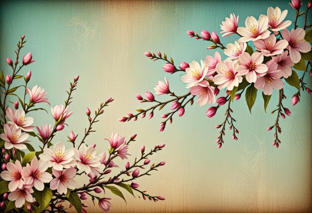 핑크색 꽃이 달린 가지의 그림