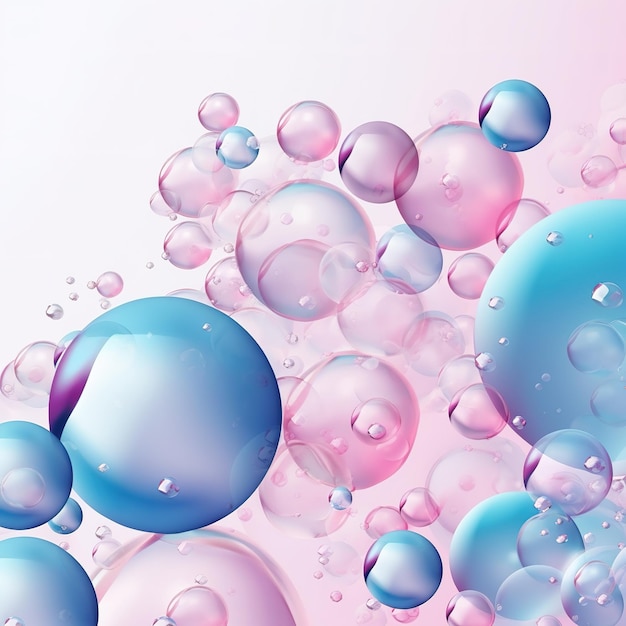 A picture of bubbles that is pink and blue.