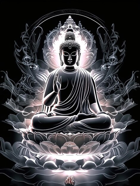 a picture of a buddha sitting in a lotus position