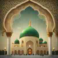 Photo a picture of a building with a green dome and a green dome