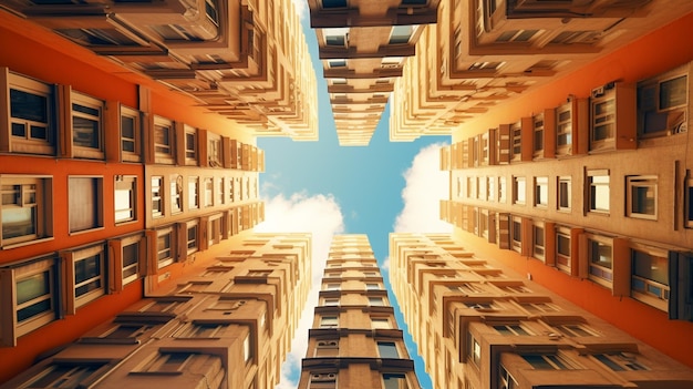 A picture of a building with the sky in the background