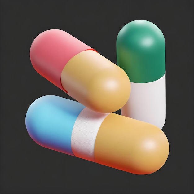 a picture of a bunch of different colored pills with a black background