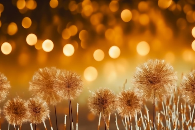 A picture of a bunch of flowers with a gold background