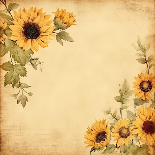 A picture of a bunch of sunflowers on a piece of paper