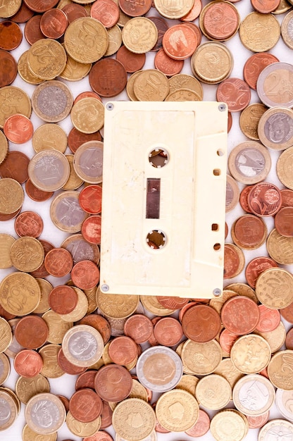 Picture of a Business Money Concept Idea Musicassette Tape and Coin