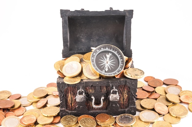 Picture of a Business Money Concept Idea, Treasure Trunk and Money