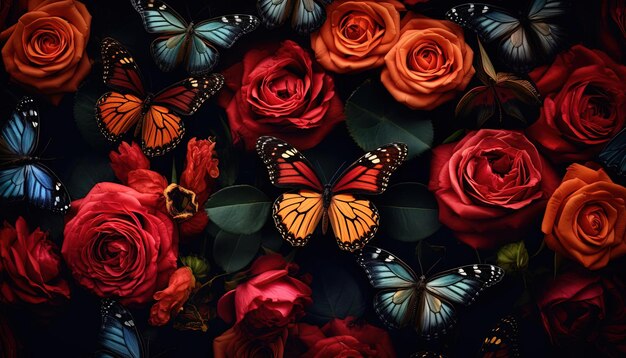 Photo a picture of butterflies on a black background