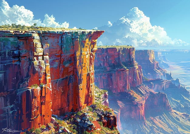 Foto un'immagine di un canyon con una formazione rocciosa rossa e arancione