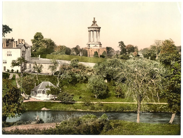 a picture of a church with a fountain in the background