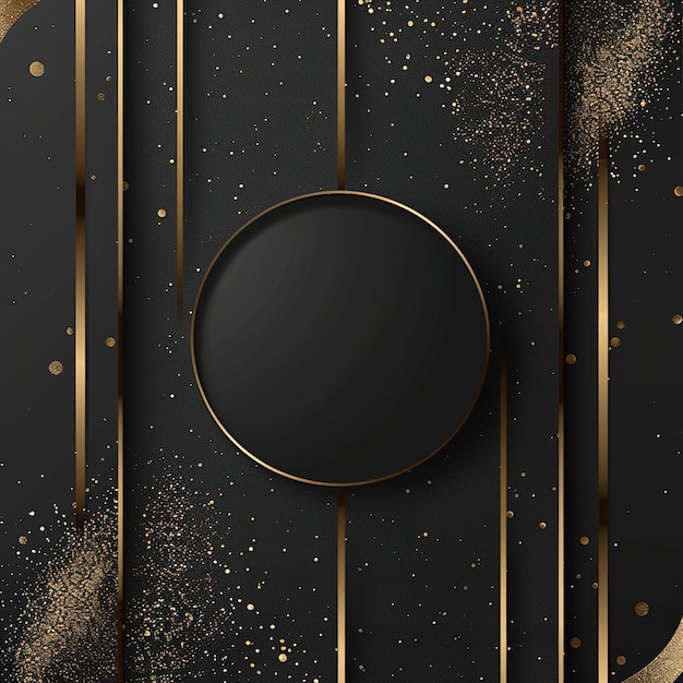 a picture of a circle and gold lines on a black background