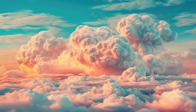 A picture of clouds with a pink and blue sky and the sun shining through it.