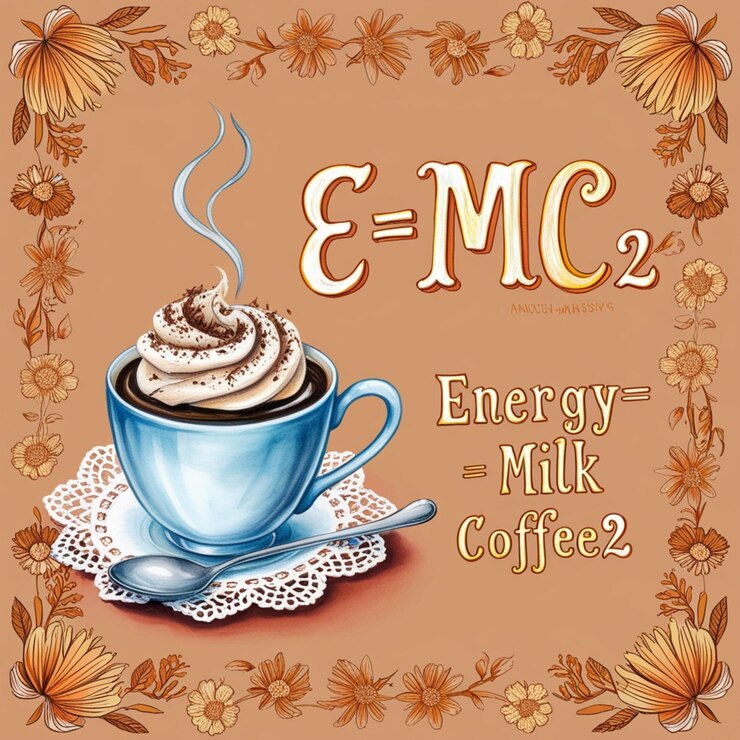 फोटो a picture of a coffee cup with the words e - 2 milk milk milk milk